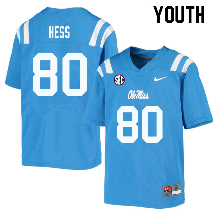 Jonathan Hess Ole Miss Rebels NCAA Youth Powder Blue #80 Stitched Limited College Football Jersey SPI4358BL